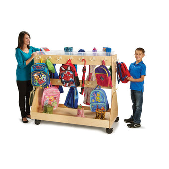 Mobile Backpack Cart – with Clear Cubbie-Trays