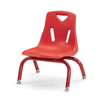 Stacking Chair with Powder-Coated Legs Red